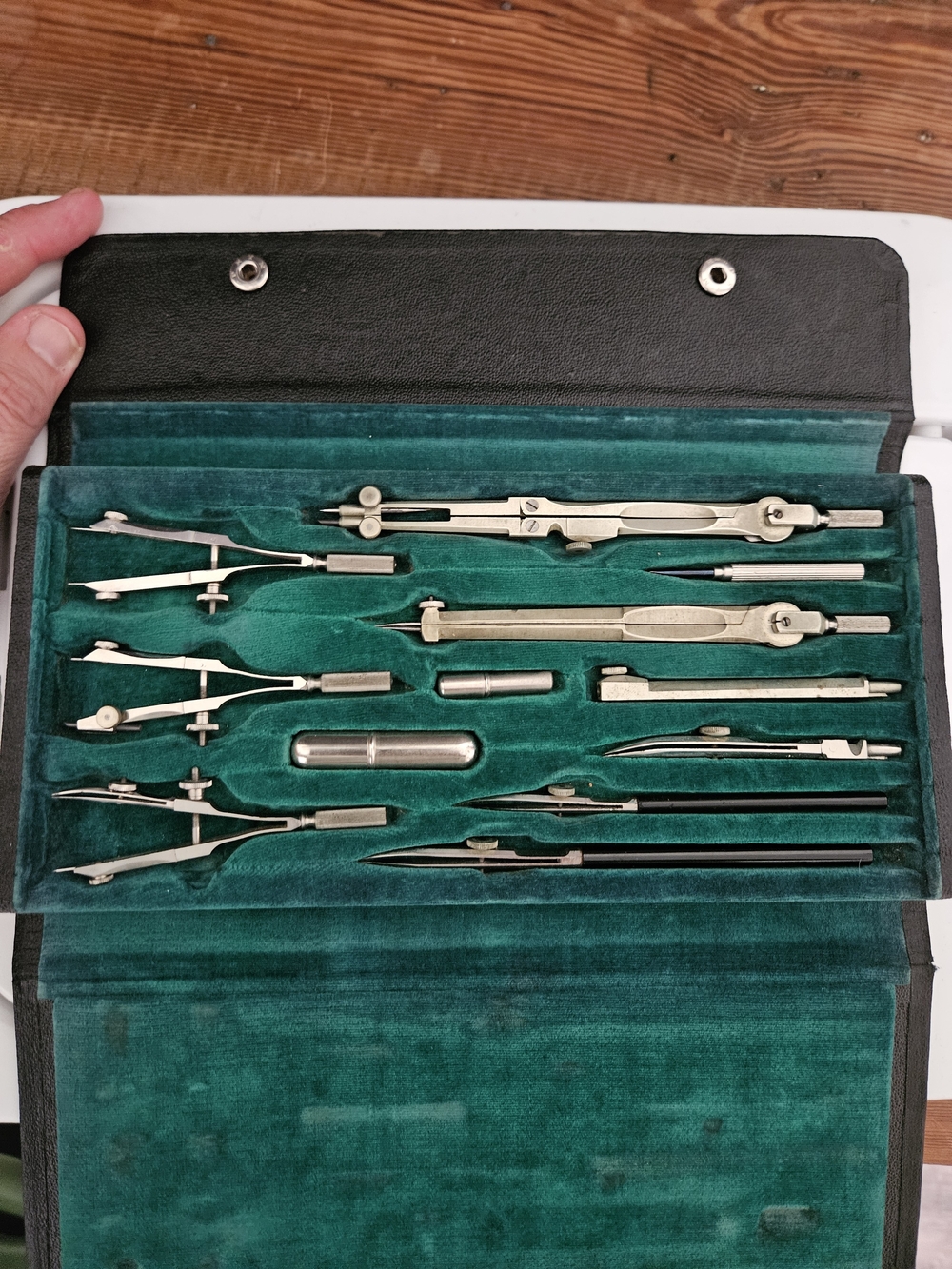 Drafting Compass and Divider Set in Teal Velvet Case